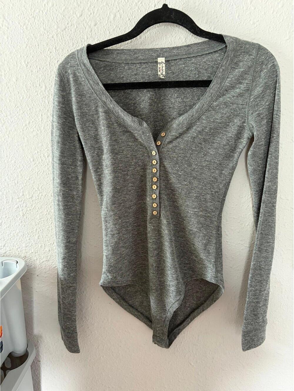 Intimately Free People Henley grey bodysuit size XS